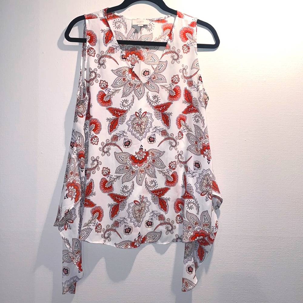 LOFT Outlet Paisley Tie-front Sleeveless Top, Size: Medium